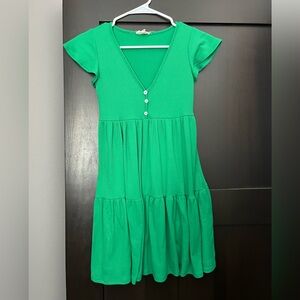 green flowy dress
